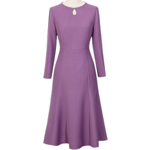 高端喜妈妈喜婆婆婚宴装礼服高贵年轻长袖连衣裙春装女2025年新款