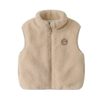 右欧男童女童羊羔毛马甲