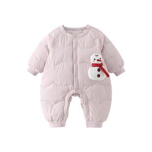 贝肽斯宝宝羽绒服连体衣冬季男女童婴幼儿爬服外出新生儿保暖服S