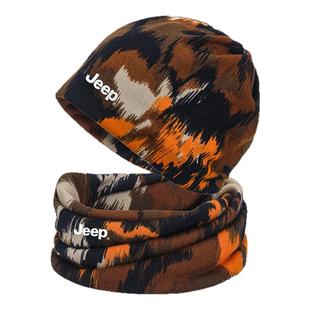 JEEP吉普防风防寒护颈脖套女士运动围脖帽子两用款围巾秋冬季冷帽
