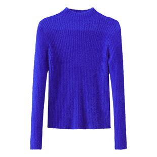 水貂绒半高领短款毛衣女冬季加厚针织衫保暖小个子上衣内搭打底衫