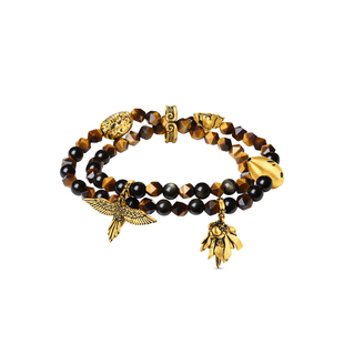 周大福黑神话联名六根齐聚黄金黑曜岩硅化玉电黑双层手链送男友