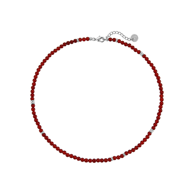 「新年礼物」红玛瑙925银串珠项链精致新中式新年轻奢锁骨链生日