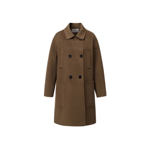 VGRASS维格娜丝雅丹风毛呢外套冬季新款中长款双面羊毛大衣女