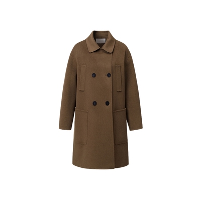 VGRASS中长款双面羊毛大衣