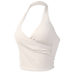 DCW红色健身背心女带胸垫新款外穿挂脖露背性感瑜伽内衣运动文胸