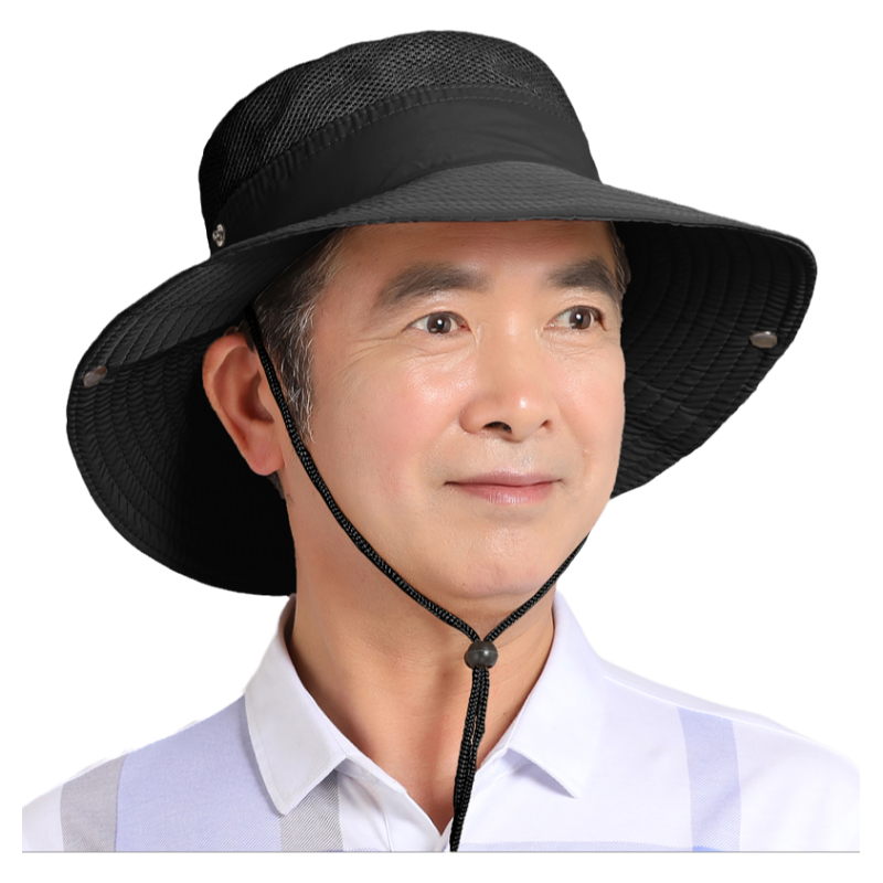 渔夫帽遮阳男士夏季中老年薄男款太阳帽大檐骑车防风夏老头单帽子