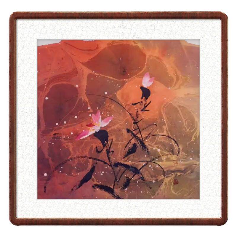 国画装饰画荷花莲花客厅泼墨手绘