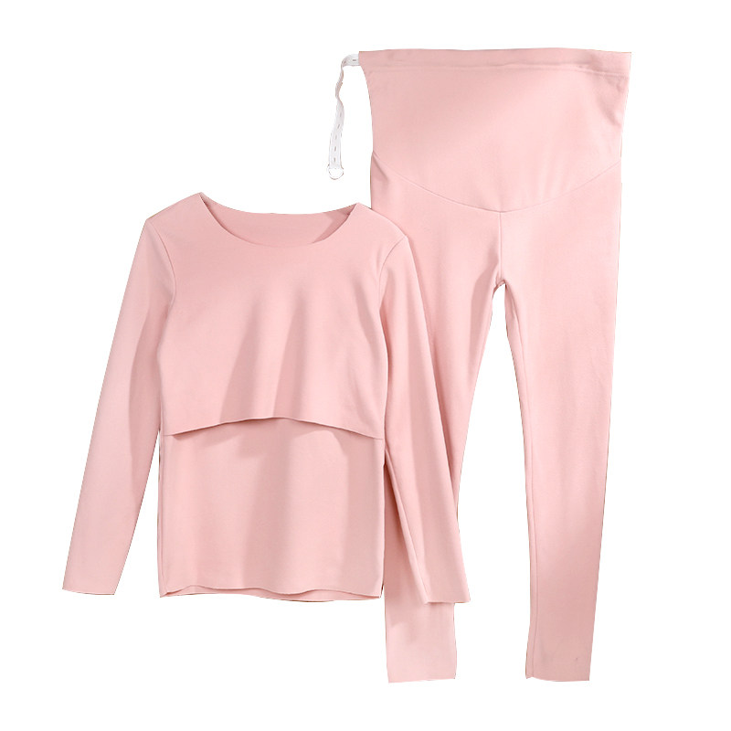 孕妇秋衣秋裤保暖内衣套装哺乳月子服加绒加厚冬季产后喂奶睡衣