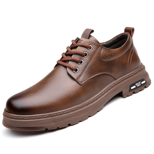 秋季2025新款男士潮流户外工装鞋真皮商务休闲大头皮鞋百搭英伦风