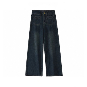 巨显瘦！复古阔腿牛仔裤~