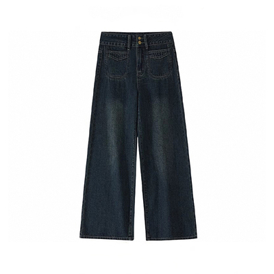 巨显瘦！复古阔腿牛仔裤~