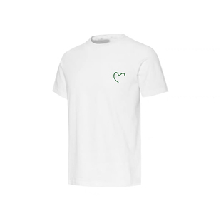 100%纯棉半心刺绣短袖T恤女情侣装2026新款正肩常规款