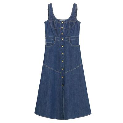 谜底牛仔吊带连衣裙年夏季新品复古风修身中长裙子242ML0515