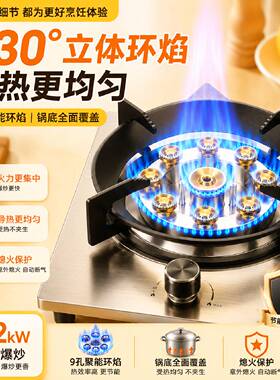 5.2千瓦猛火单眼煤气灶多环控火九头灶不锈钢台式嵌入两用燃气灶