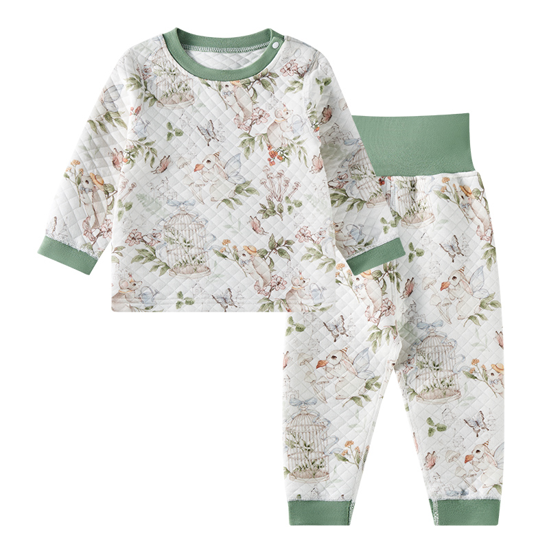 欧孕宝宝保暖内衣婴儿秋衣秋裤高腰护肚发热空气层男女宝秋衣套装