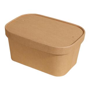 食品级一次性餐盒带盖野餐外卖家商用纸碗轻食长方形牛皮纸打包盒