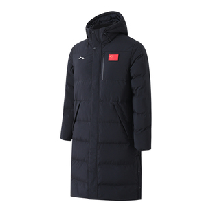 李宁羽绒服国旗款丨男士长款冬季2026新款鸭绒加厚保暖连帽外套女