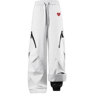 查尔斯桃心美式滑雪裤冬季三合一加绒加厚可拆卸羽绒裤直筒长裤子