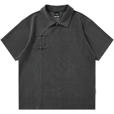 CLOT斜襟毛巾布Polo衫盘扣中式