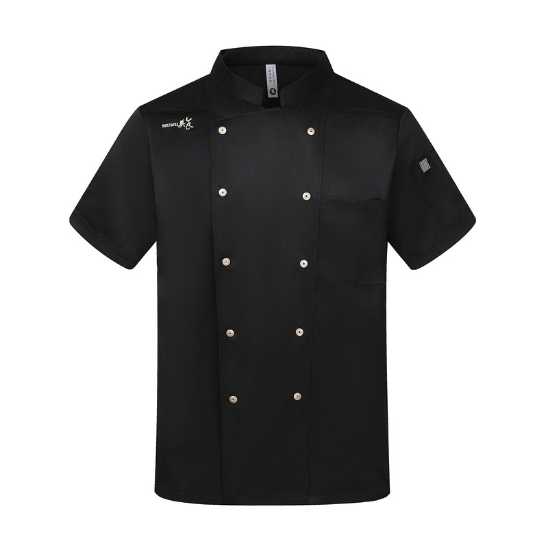 短袖夏季厨师制服双排扣可定制