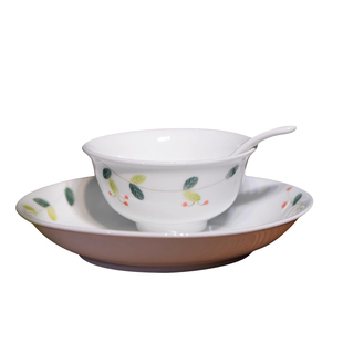 景德镇陶瓷餐具套装釉下彩手绘米饭碗新中式田园风家用面碗菜盘子