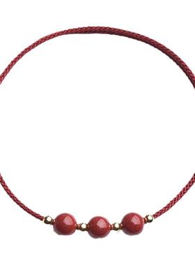 朱砂手链女款红绳脚链本命年手绳