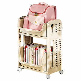 放书包置物架家用宿舍桌下书架可移动多层小推车书本收纳架子神器