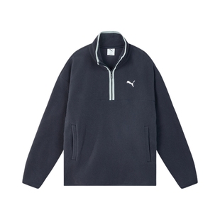 PUMA彪马冬季新款男子休闲运动仿羊羔绒立领半拉链外套693539-16