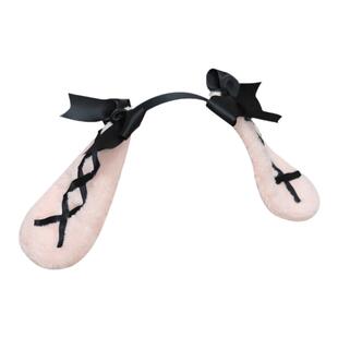 量产型蕾系故饰会原创手作兔耳发箍黑粉色少女甜酷风蝴蝶结kc发饰