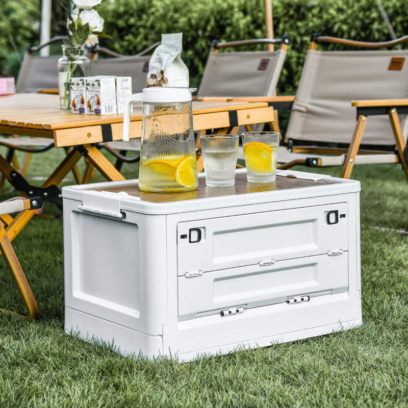 露营收纳箱多功能折叠桌户外木盖储物箱防水汽车后备箱车载整理箱