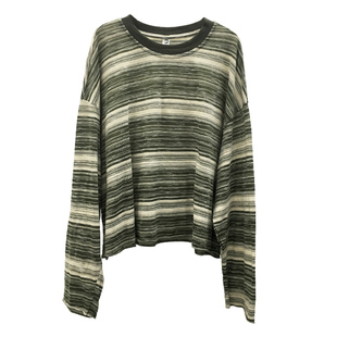 TYJR 春季新款2023韩版宽松百搭撞色圆领长袖条纹T恤女短款5097