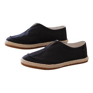 2025夏季休闲亚麻布鞋男士一脚蹬帆布鞋懒人鞋透气复古软底布鞋男