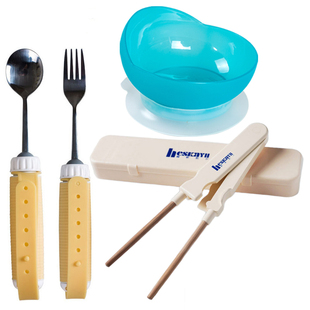 老人辅助餐具防抖筷子带收纳盒手抖勺子叉防洒碗中风偏瘫组合套装