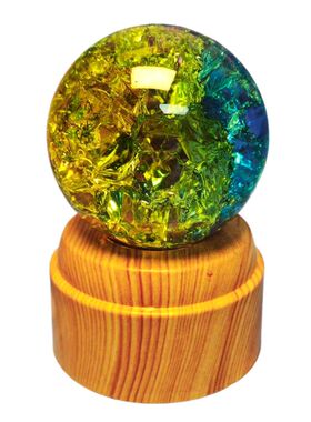 晶韵炫彩冰裂球发光旋转摆件