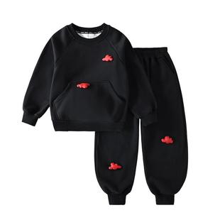 皇室童缘男女童加绒套装冬季2025新款儿童裤子卫衣两件套中大童