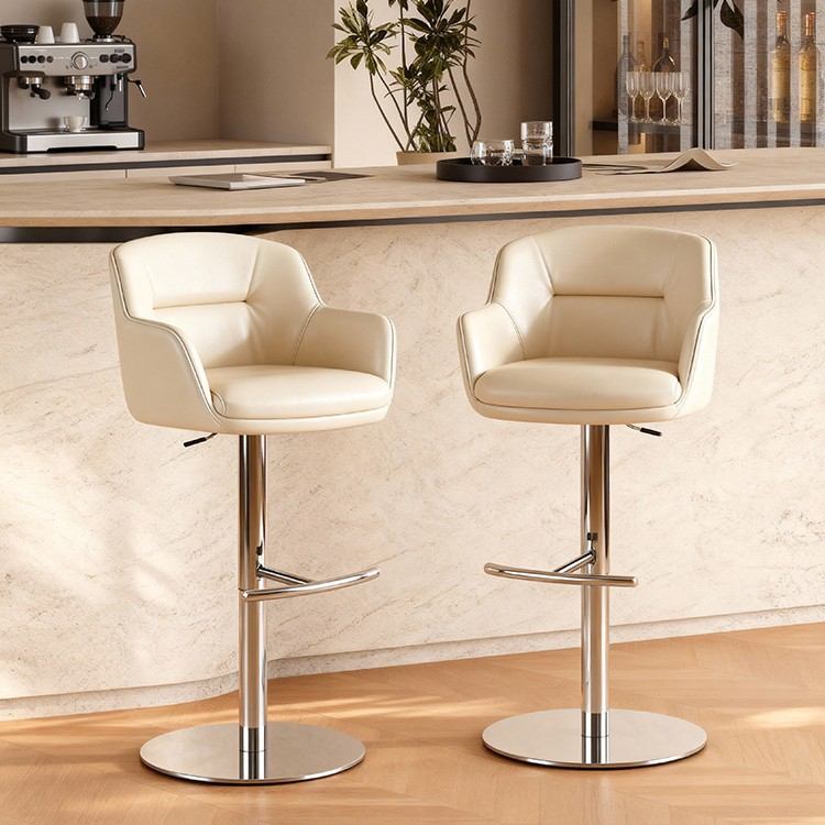 意式极简高脚凳家用吧台椅设计师多巴胺岛台椅可升降酒吧椅高脚椅