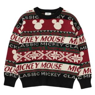MOUSSY 迪士尼合作款米奇图案LOGO圆领针织毛衣女010GAL70-5080