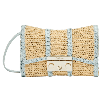 新品FURLA编制撞色斜挎包