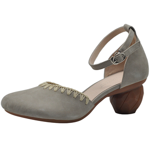 Artmu阿木凉鞋女款2025新款包头凉单鞋真皮粗跟一字带高跟鞋女