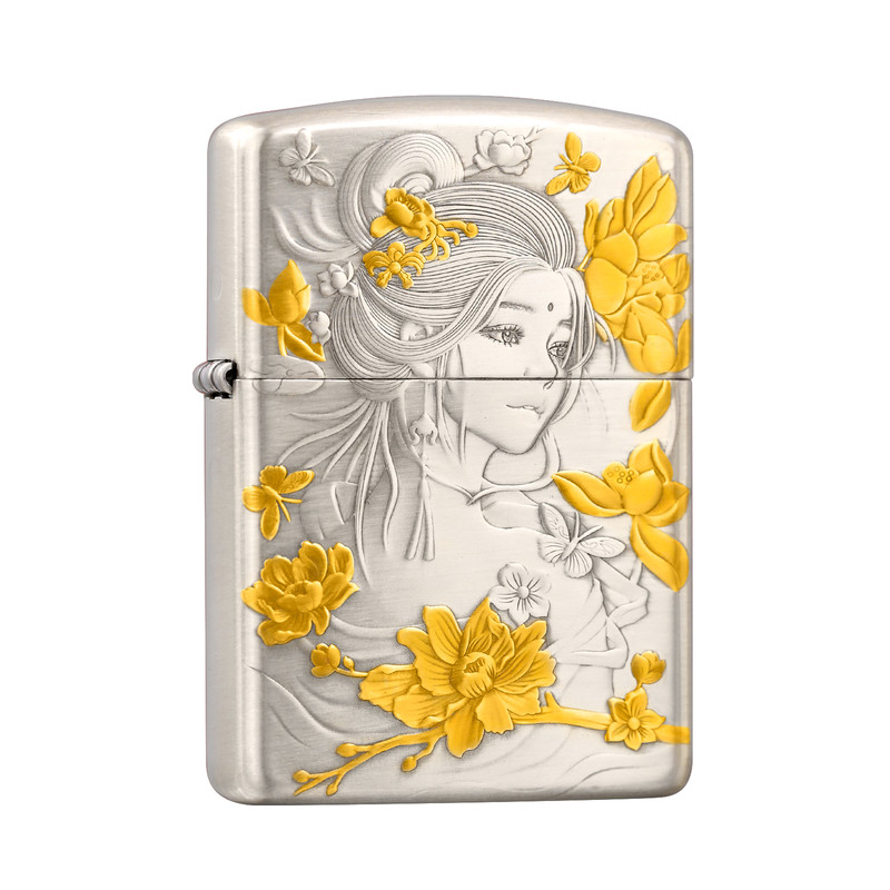 Zippo镀银贵妃出浴浮雕盔甲送礼