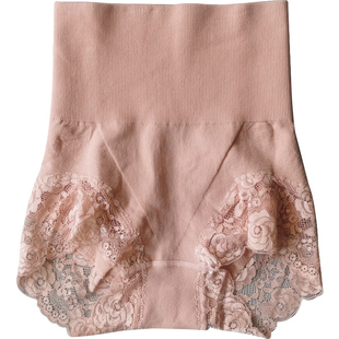 内裤女冬天 纯棉高腰收腹提臀蕾丝边不卷边瘦身大码过肚脐包臀