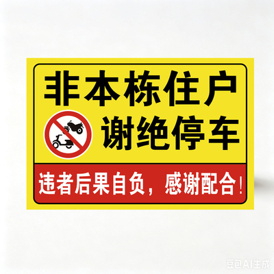 非本栋住户谢绝停车警告牌