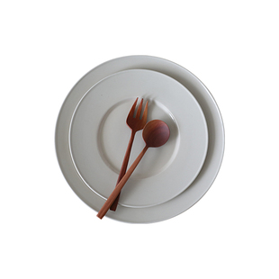 日式简约草木灰卷边陶瓷碗盘餐具套装家用碟筷高颜值米饭碗一人食