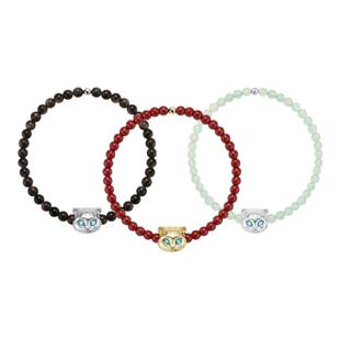 babama【生日礼物】雪豹公益系列手链女情侣款朱砂雪豹黑曜石手串