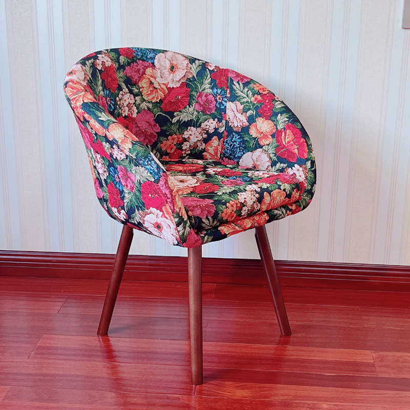 美式电脑椅旋转实木围椅休闲沙发椅卧室梳妆学习椅阳台书房靠背椅