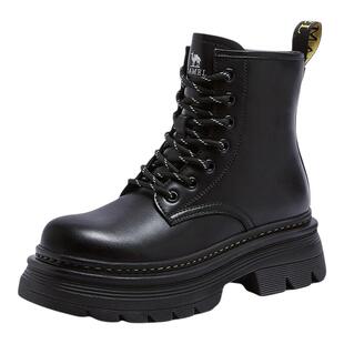 骆驼女鞋2025秋冬骆驼马丁靴女英伦风加绒短靴厚底增高时装靴