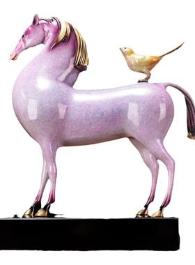 马上有喜黄铜家用摆件精品家居饰品办公室样板间婚礼婚房开业礼品