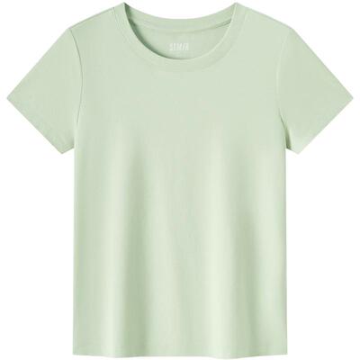 陈都灵丨凉感T森马短袖T恤女修身纯色基础夏季新款圆领白色女装