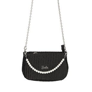 【Barbie芭比官方正品】链条包褶皱珍珠链手拿包手提包时尚包包